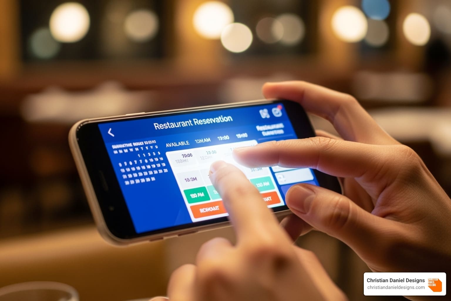 user making mobile reservation - Responsive restaurant websites