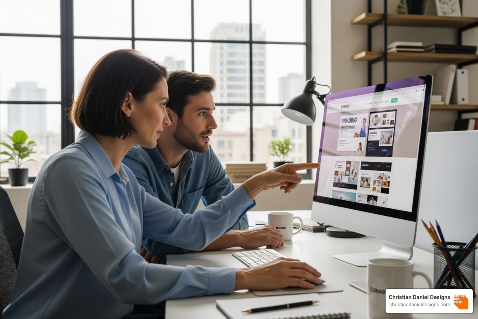 business owner collaborating with a web designer - web designer business owner collaborating with a web designer - web designer