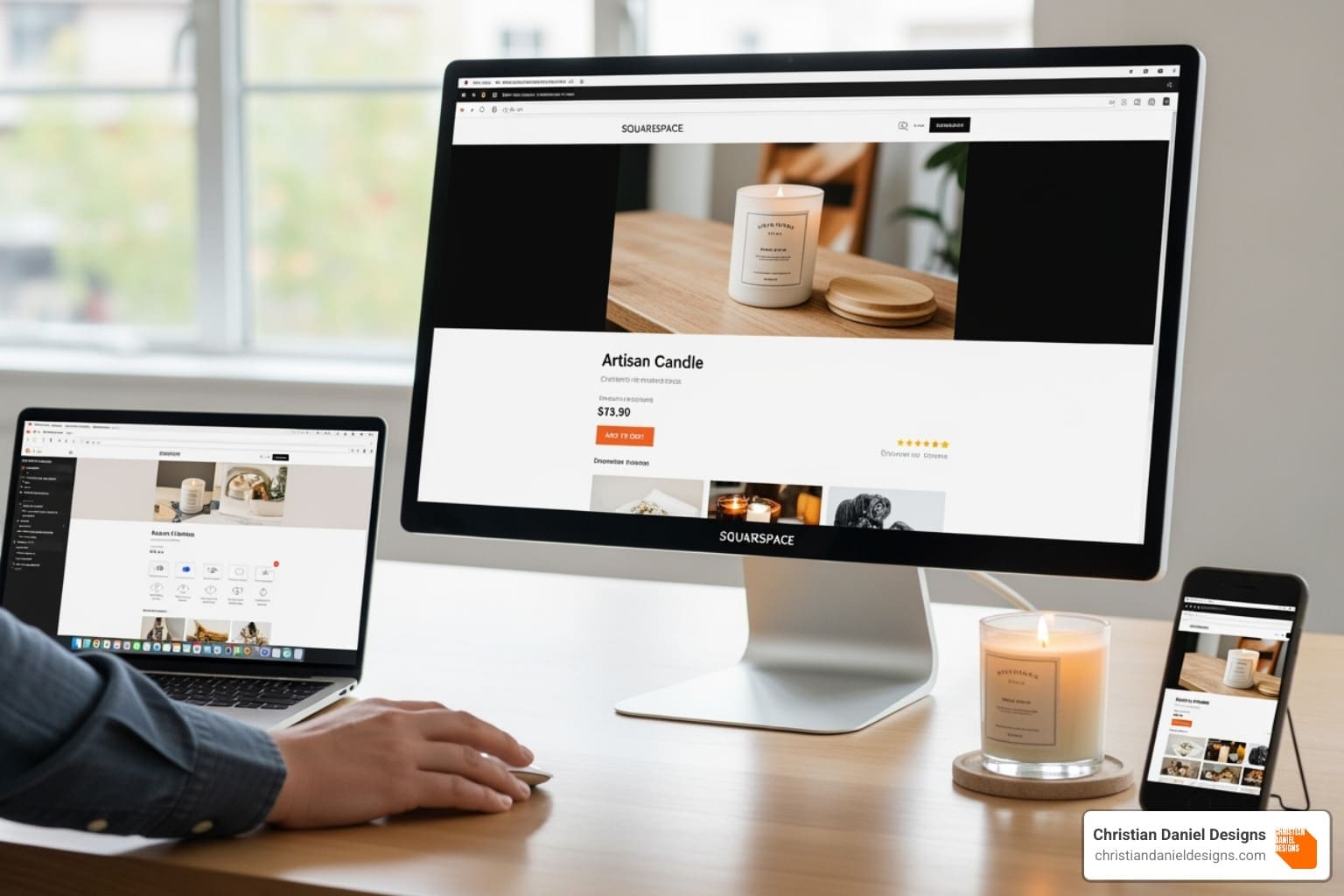 collage of successful Squarespace stores like AAKS and Cosmik - squarespace ecommerce website