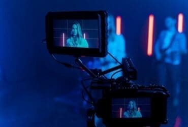 NYC video editor filming music video with professional camera setup